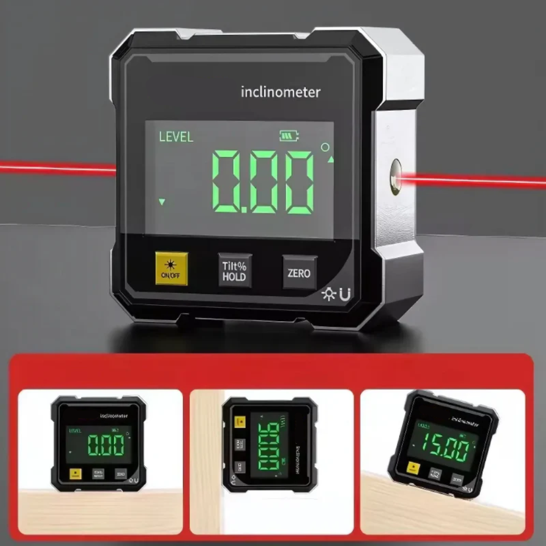Digital Inclinometer Magnetic Base & Laser Guide High-Precision LCD