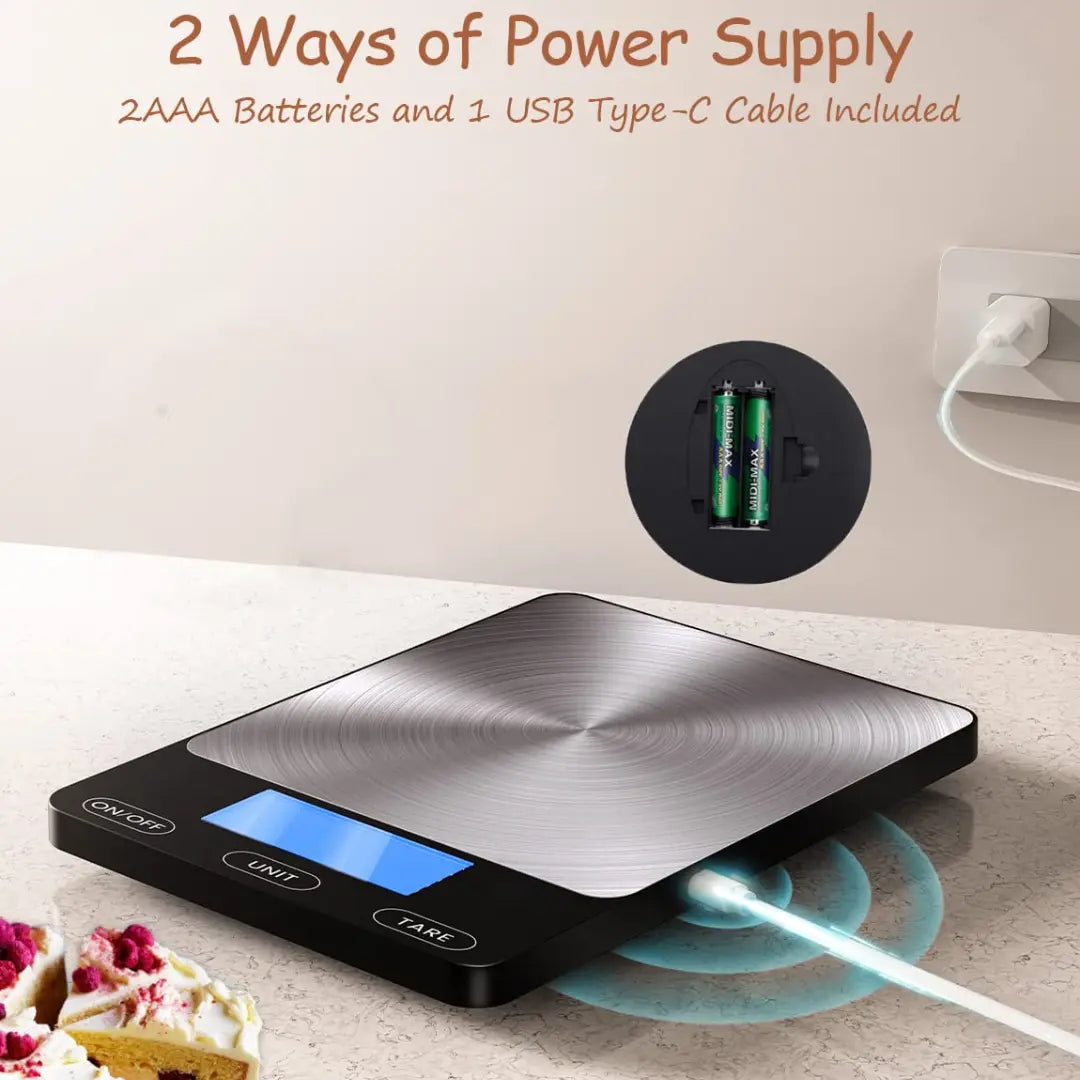 Digital Kitchen Scale Backlit LCD Tare 15 Kg Capacity