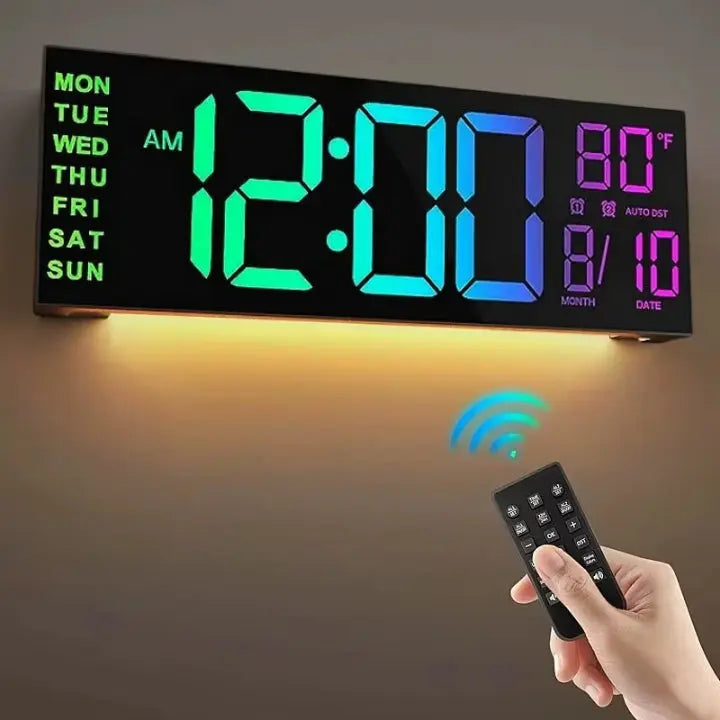 Digital Wall Clock Extra-Large LED RGB Night Light