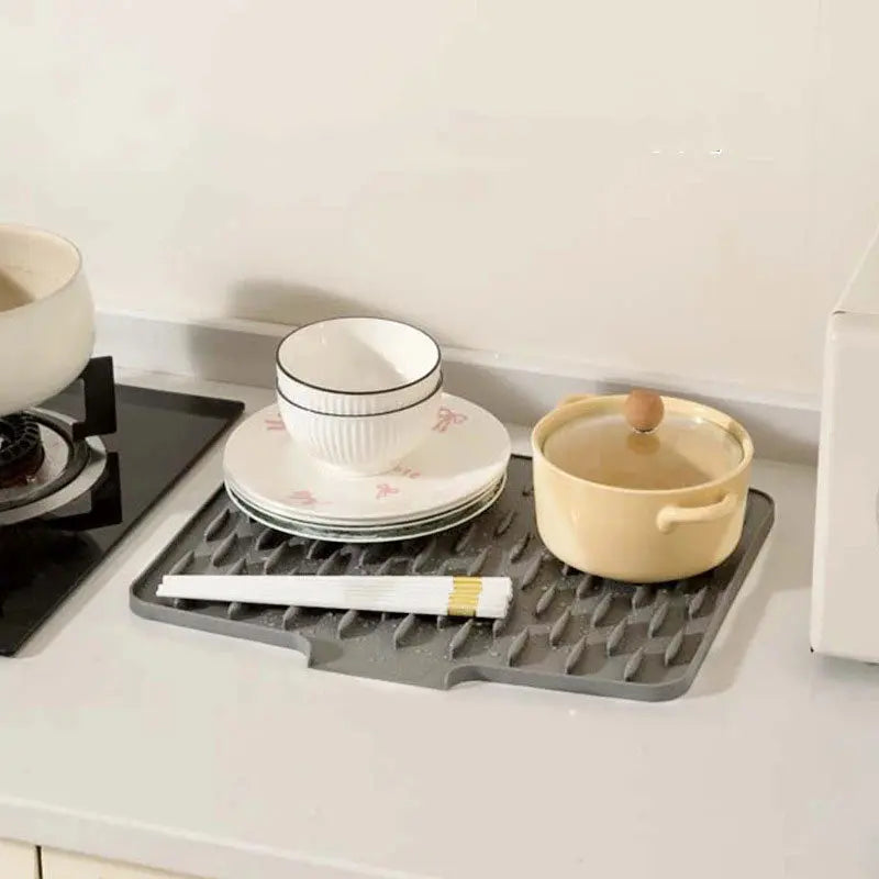 Dish Drying Mat Silicone Quick-Drain & Heat-Resistant