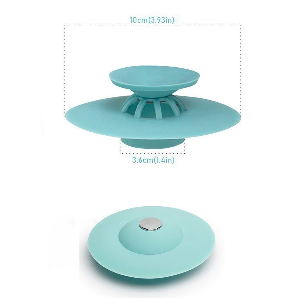 Drain Stopper Silicone Push-Button Seal & Hair Strainer