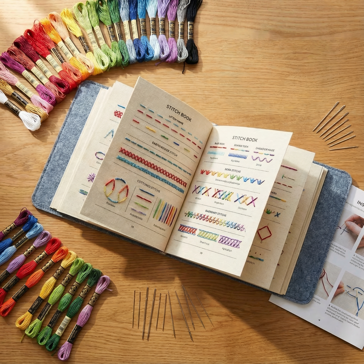Embroidery Kit 106 Stitches Removable Linen Pages & Hoop