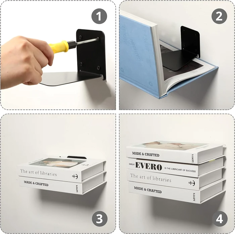 Floating Wall Shelf Invisible Stainless Steel Space-Saving