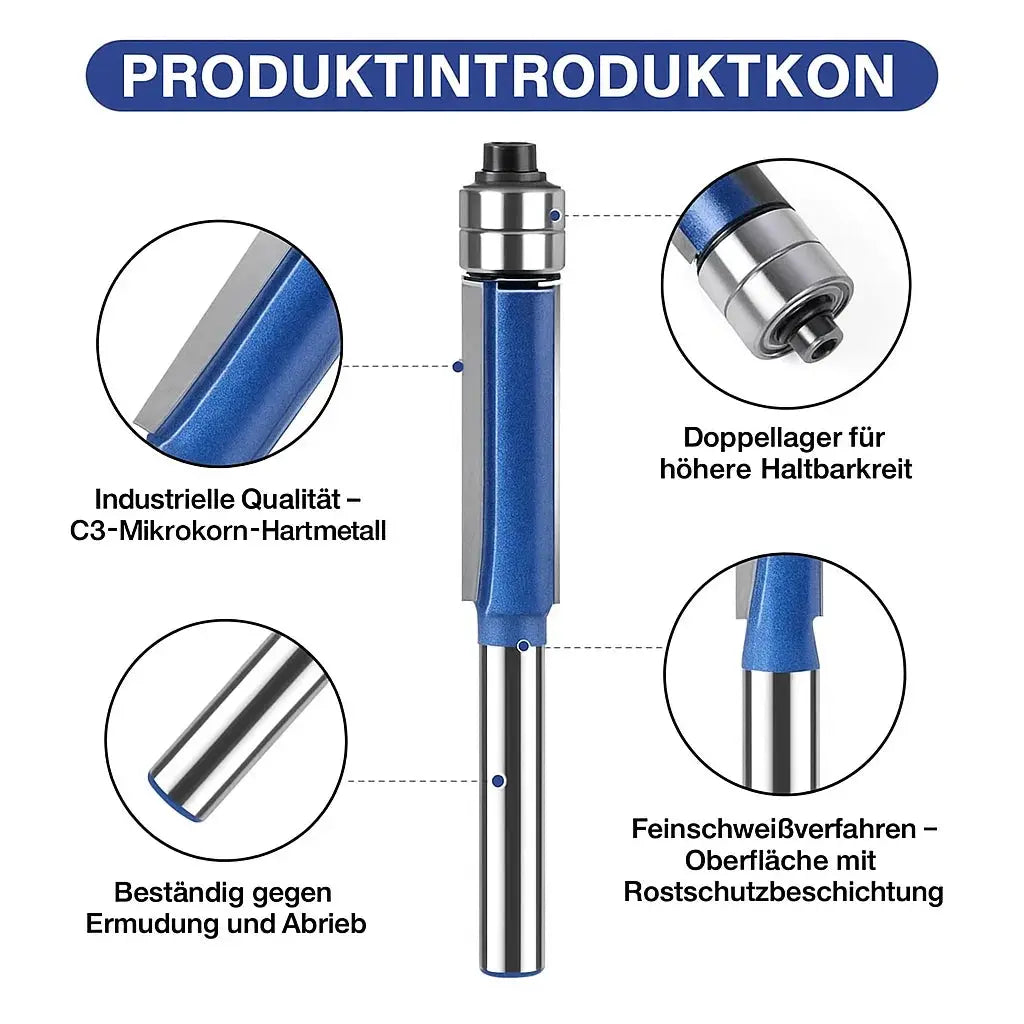 Flush Trim Router Bit Set Tool Steel Double Bearing