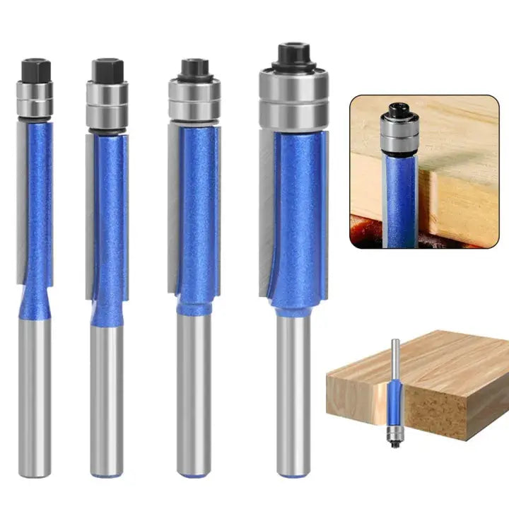 Flush Trim Router Bit Set Tool Steel Double Bearing