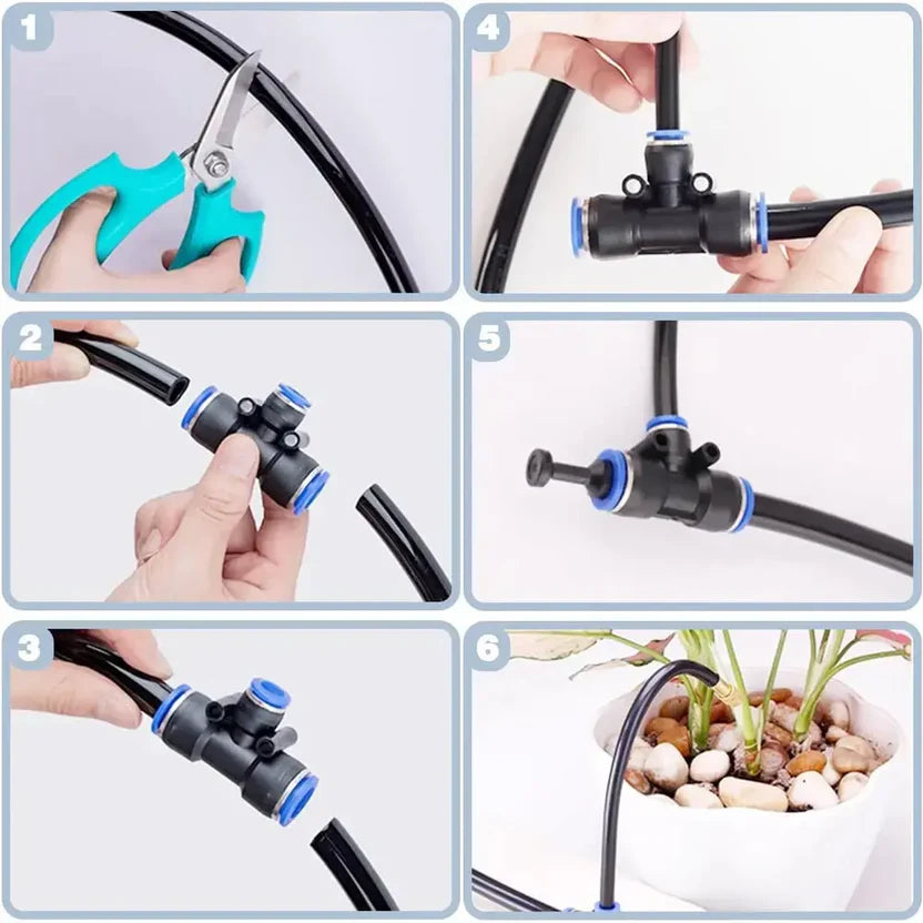 Garden Misting System 49 Ft Hose Adjustable Copper Nozzles