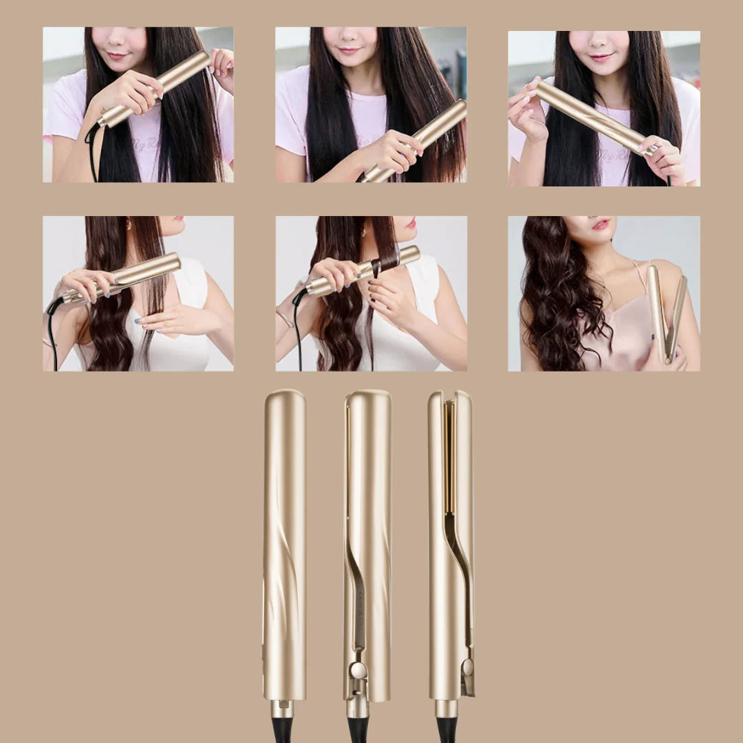 Hair Styler 2-in-1 Straightener & Curler Crystal Ceramic Plates