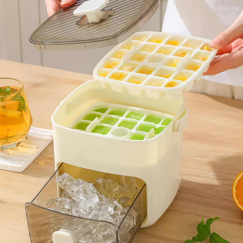 Ice Cube Tray Push-Button Release Stackable Hygienic 48 Cubes