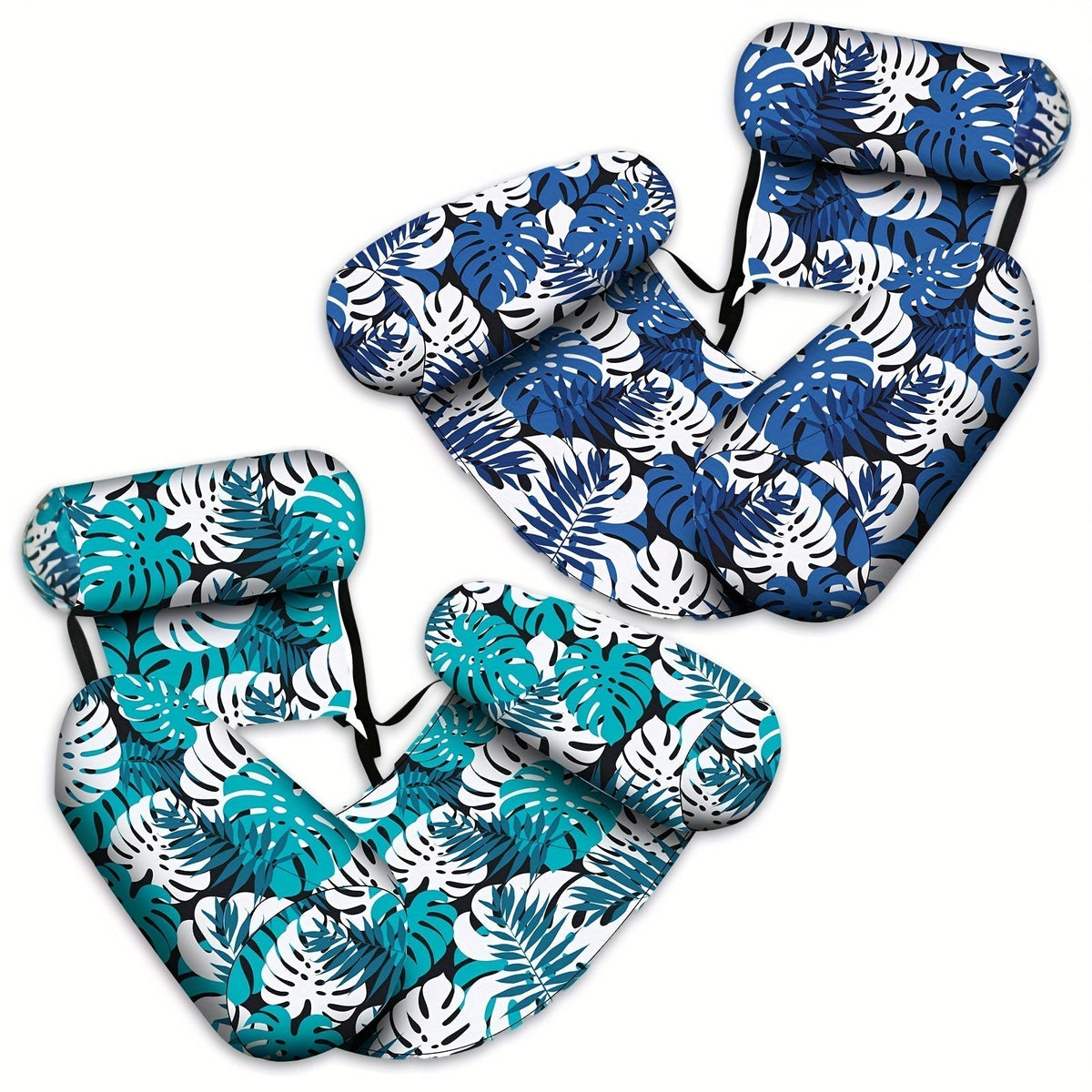 Inflatable Water Hammock Tropical Leaf PVC & Quick-Inflate Valve