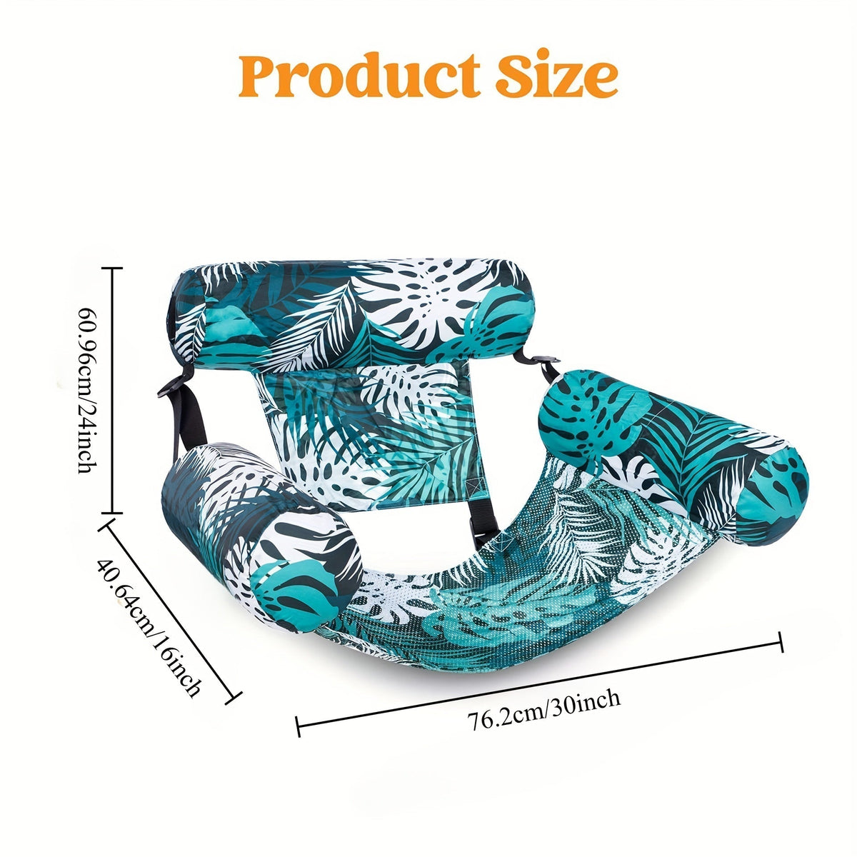 Inflatable Water Hammock Tropical Leaf PVC & Quick-Inflate Valve