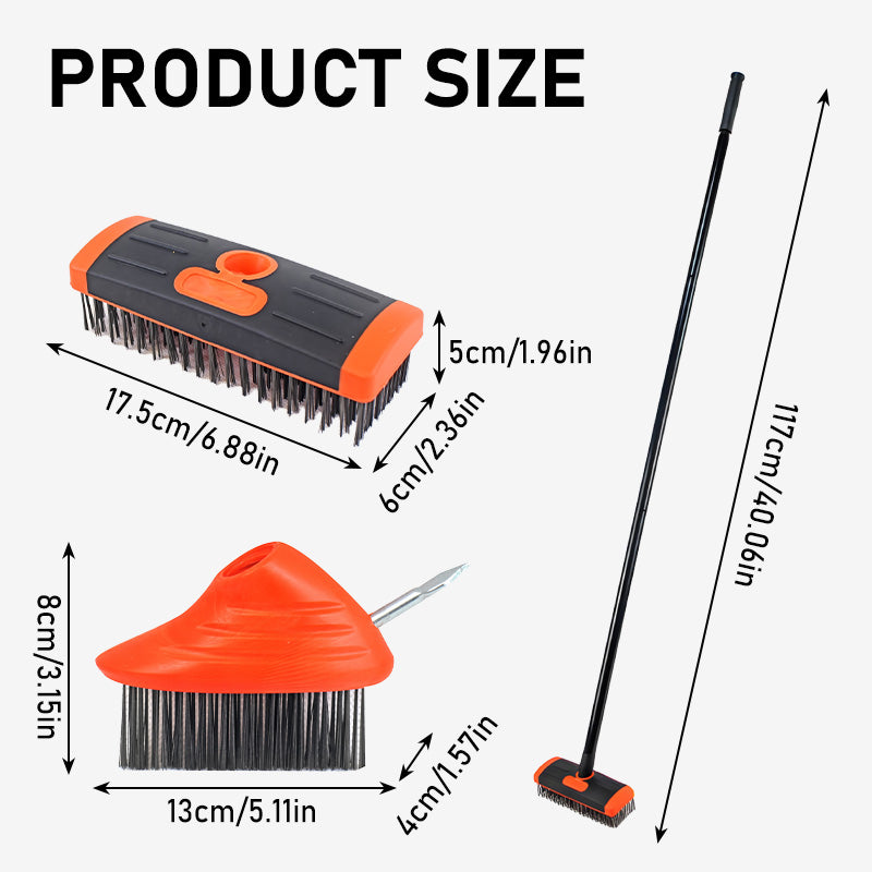 Joint Brush Set Telescopic Handle & 3 Steel Bristle Heads