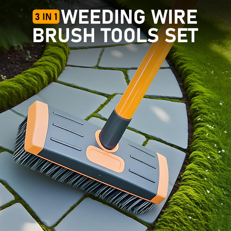 Joint Brush Set Telescopic Handle & 3 Steel Bristle Heads
