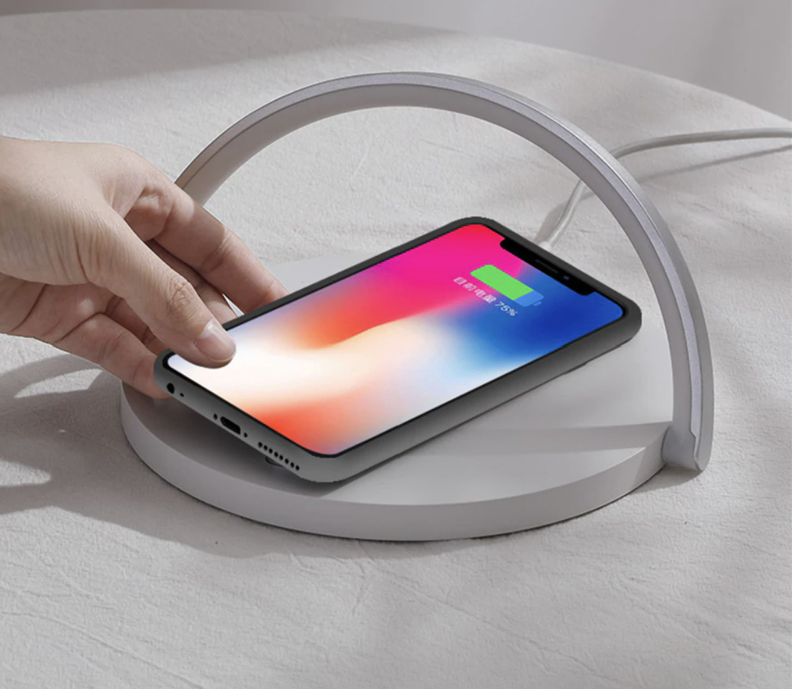 LED Bedside Lamp Qi Wireless Charger Touch Dimmer Foldable