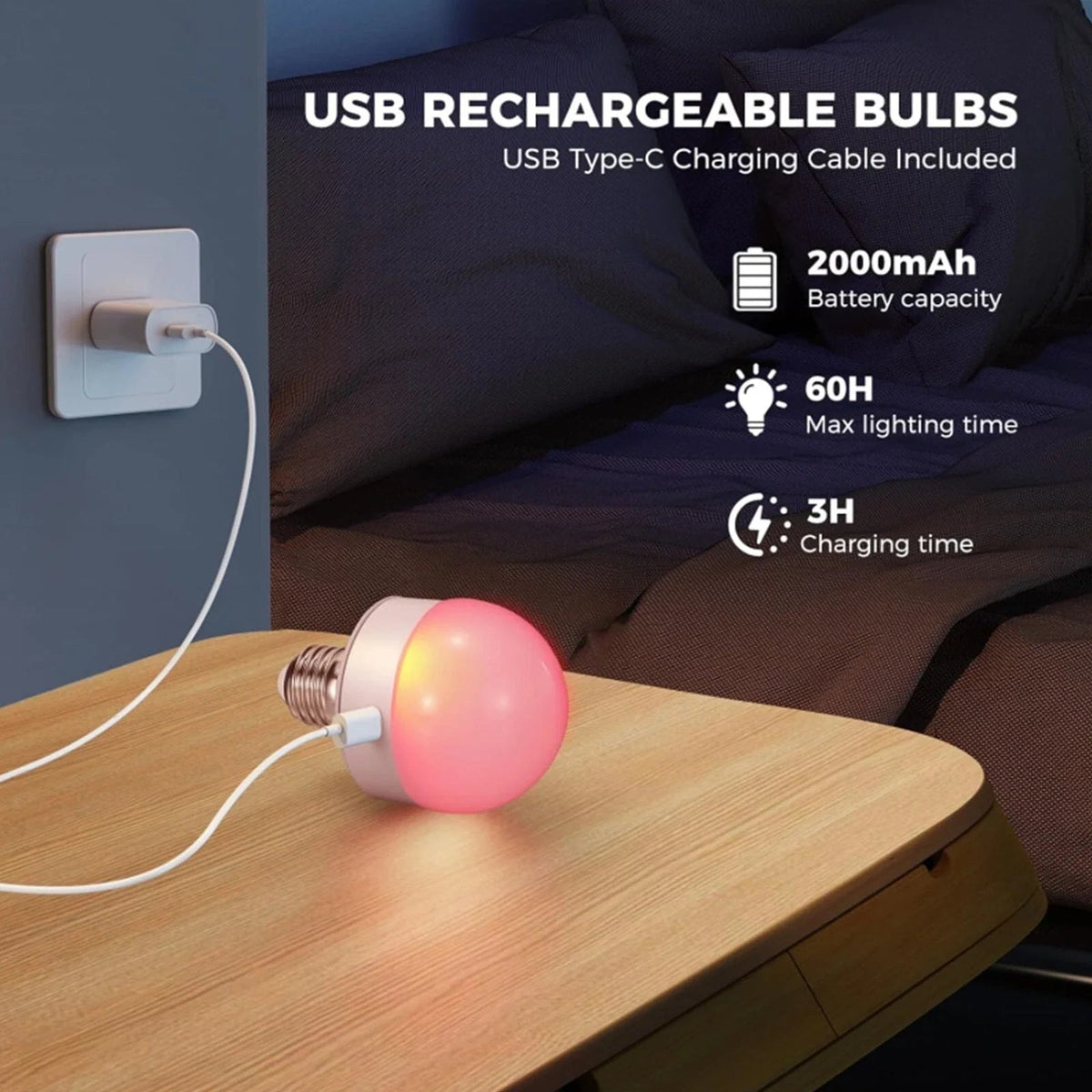 LED Bulb Rechargeable E27 RGB Remote & Timer