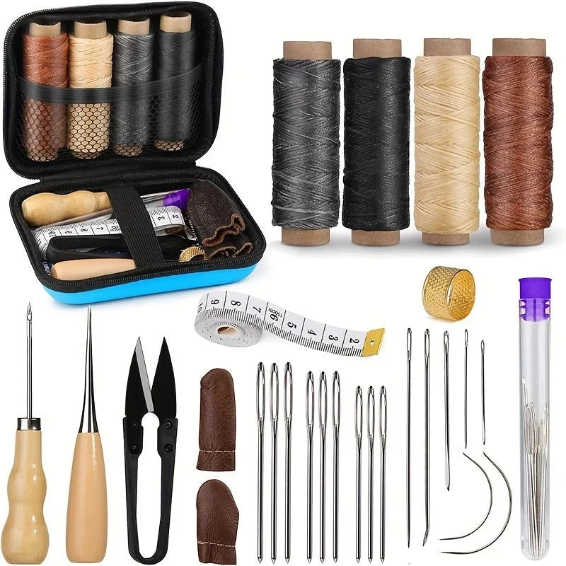Leather Sewing Kit Waxed Tear-Resistant Thread & Precision Needles