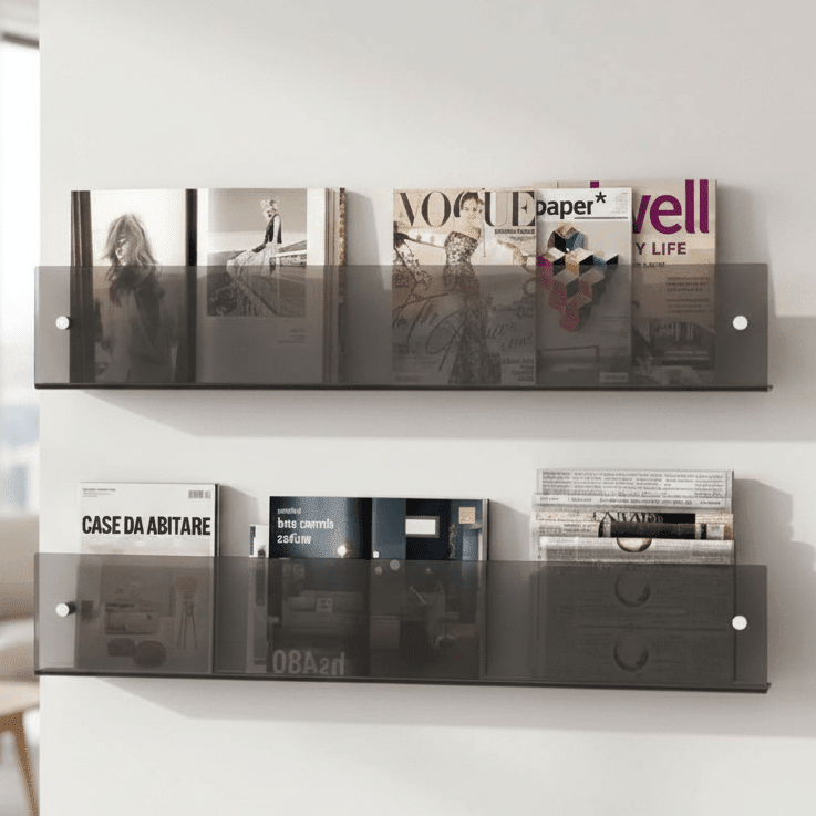 Magazine Wall Shelf Clear Acrylic Wall-Mounted Space-Saving
