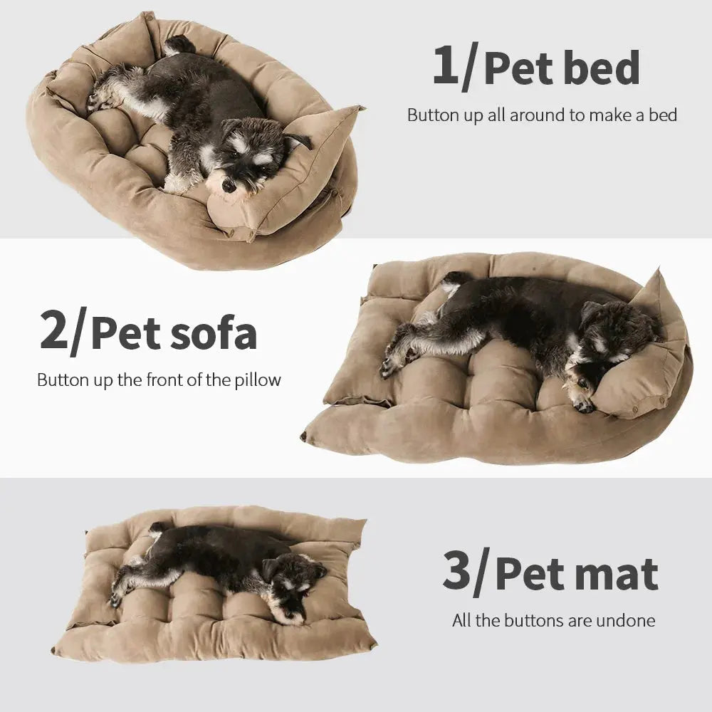 Pet Bed 3-in-1 Convertible 100% Cotton Machine Washable