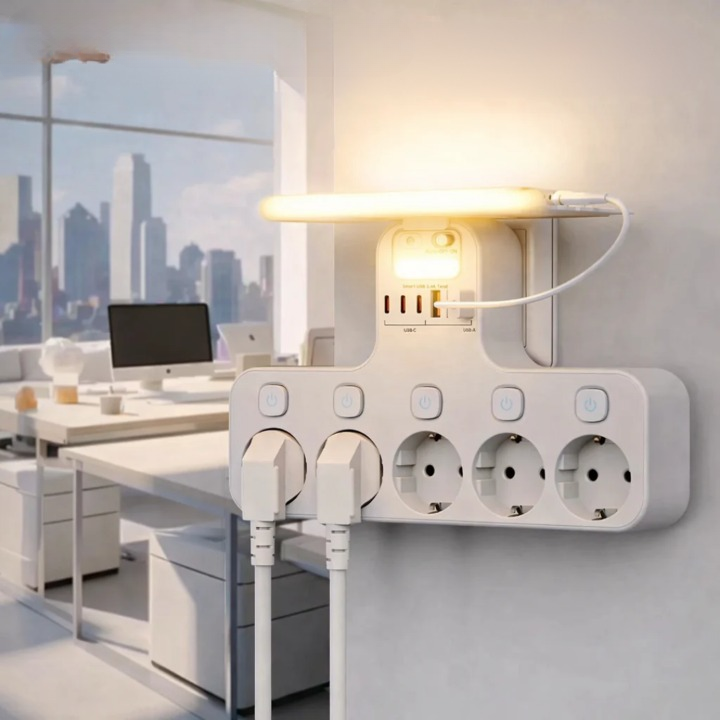 Power Strip 5 Outlets USB & Motion-Sensor Night Light