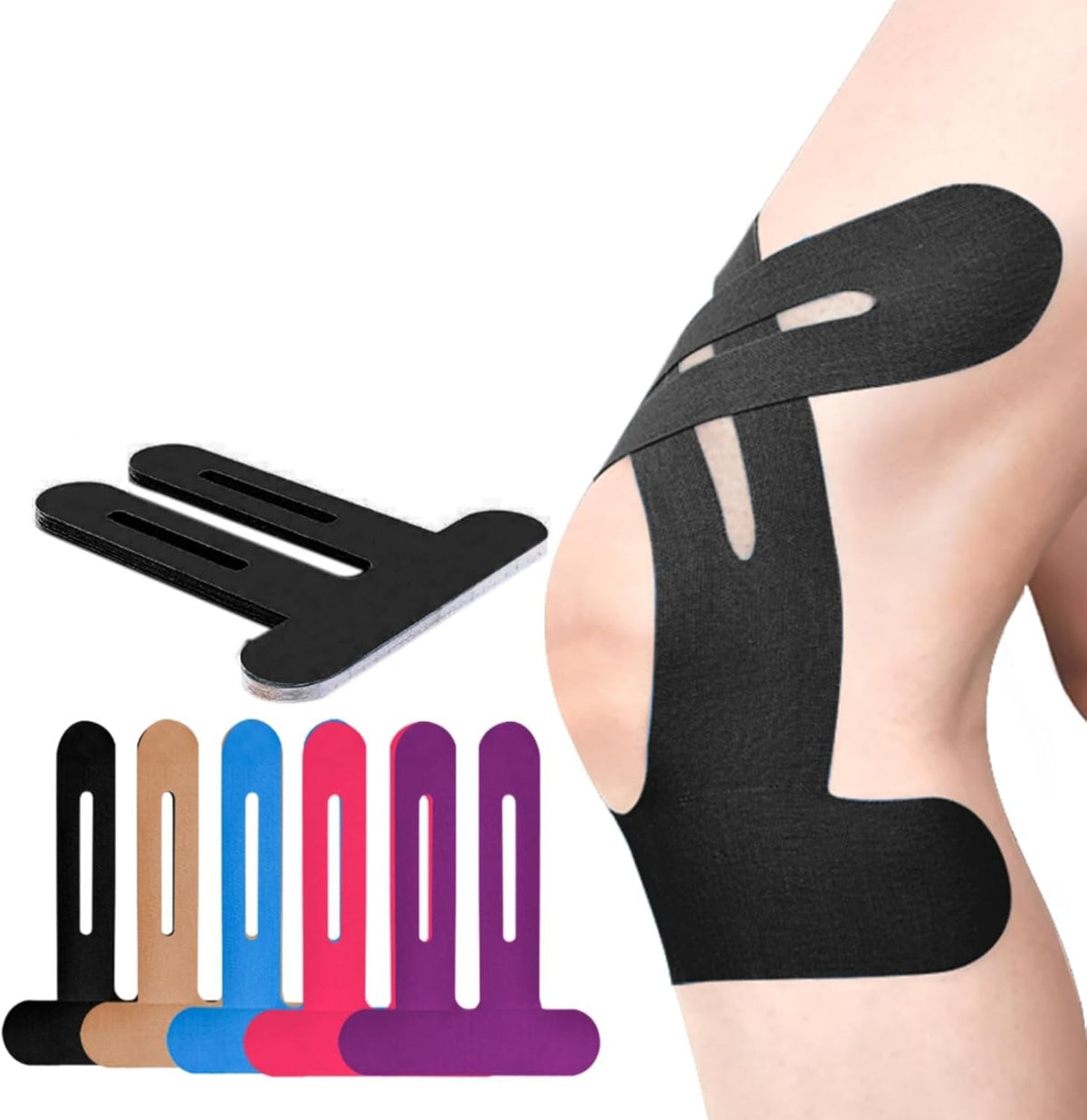 Pre-Cut Knee Tape Elastic & Breathable Hypoallergenic Adhesive