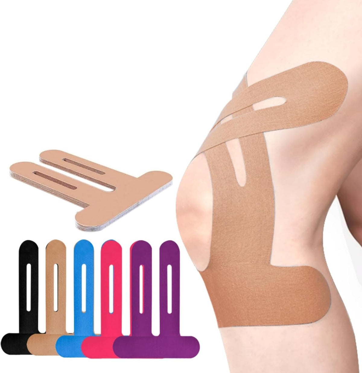 Pre-Cut Knee Tape Elastic & Breathable Hypoallergenic Adhesive