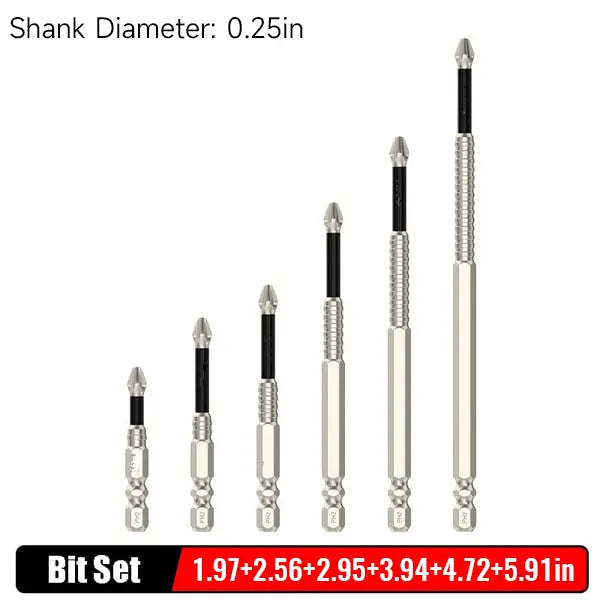 Screwdriver Bit Set Magnetic Tips & Anti-Slip Set of 6