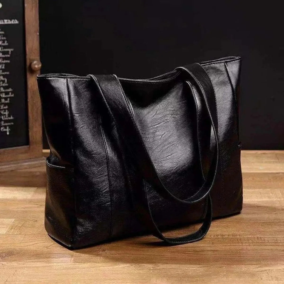 Shoulder Bag Smooth PU Leather Spacious Interior Adjustable Strap