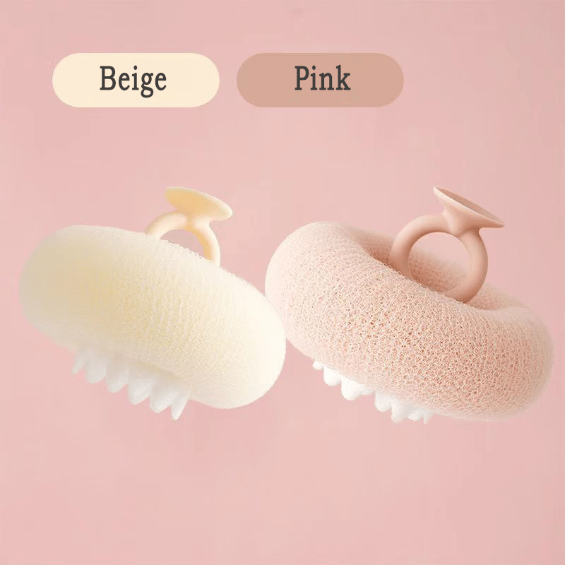 Shower Sponge Massage Nodules Ergonomic Ring Handle Suction Hook