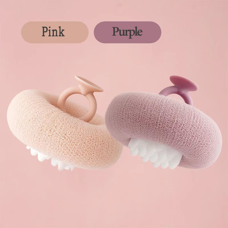 Shower Sponge Massage Nodules Ergonomic Ring Handle Suction Hook