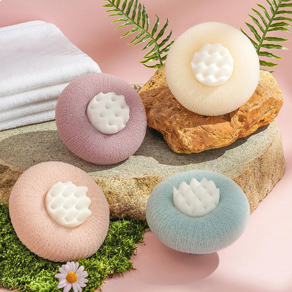 Shower Sponge Massage Nodules Ergonomic Ring Handle Suction Hook