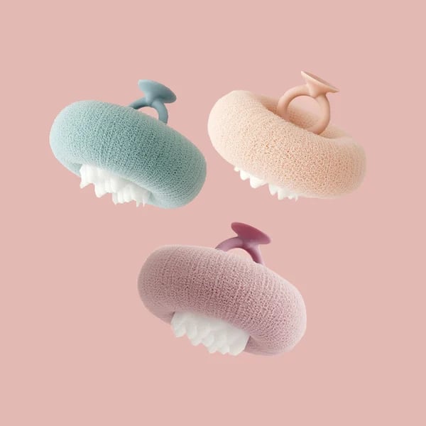 Shower Sponge Massage Nodules Ergonomic Ring Handle Suction Hook