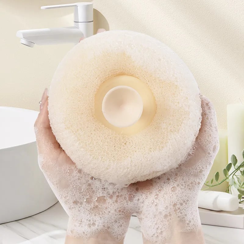 Shower Sponge Massage Nodules Ergonomic Ring Handle Suction Hook