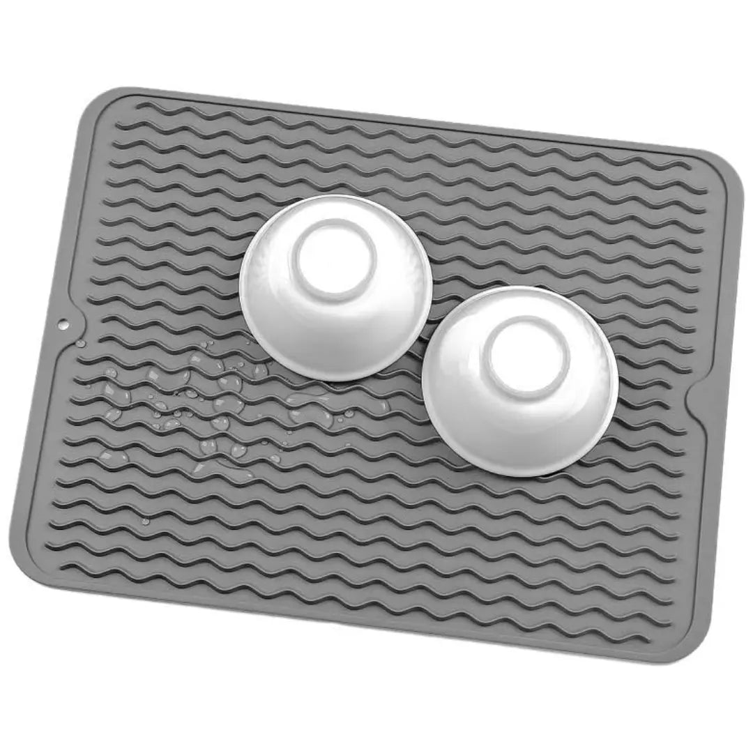 Silicone Drying Mat Ribbed Drainage Heat Resistant & BPA-Free