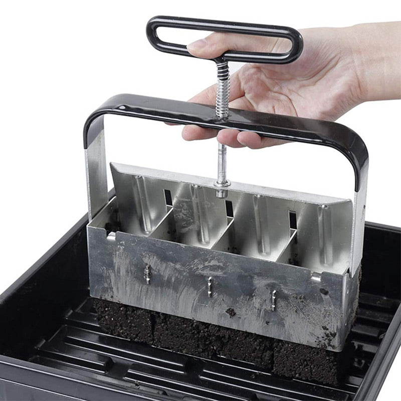 Soil Block Maker Stainless Steel Manual Press Adjustable Sizes
