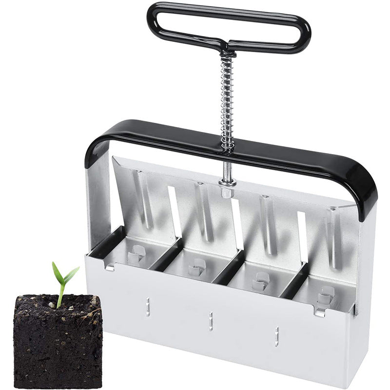 Soil Block Maker Stainless Steel Manual Press Adjustable Sizes