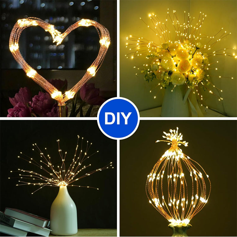 Solar Firework Lights Copper Wire Weatherproof Remote & Timer