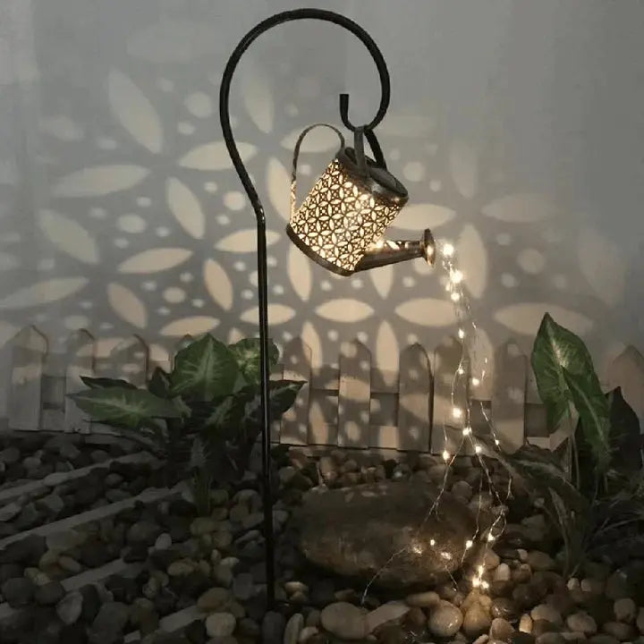 Solar Garden Lamp Watering Can Design Rain Sound