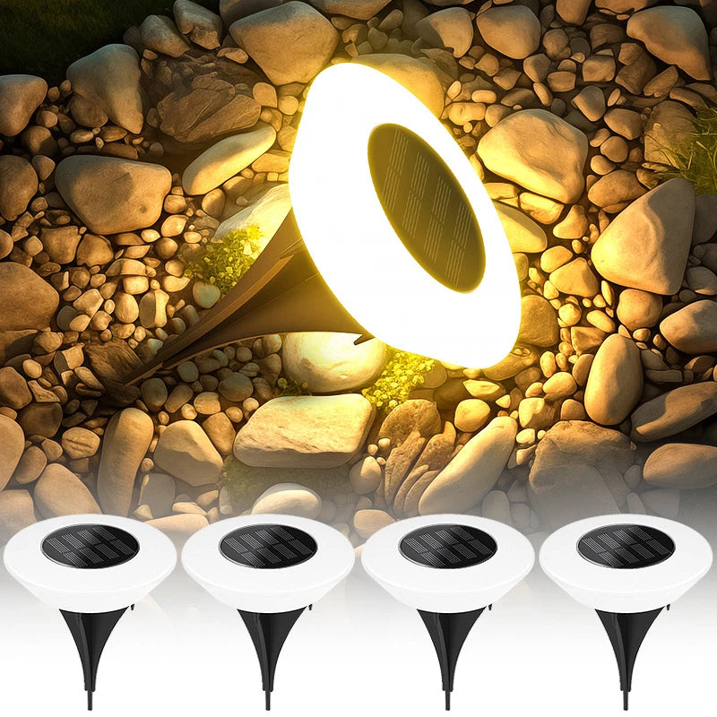 Solar Ground Lights 360° Bright Solar-Powered Set of 4