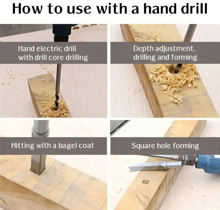 Square Tenon Drill Bit Set CNC-Milled Carbon Steel