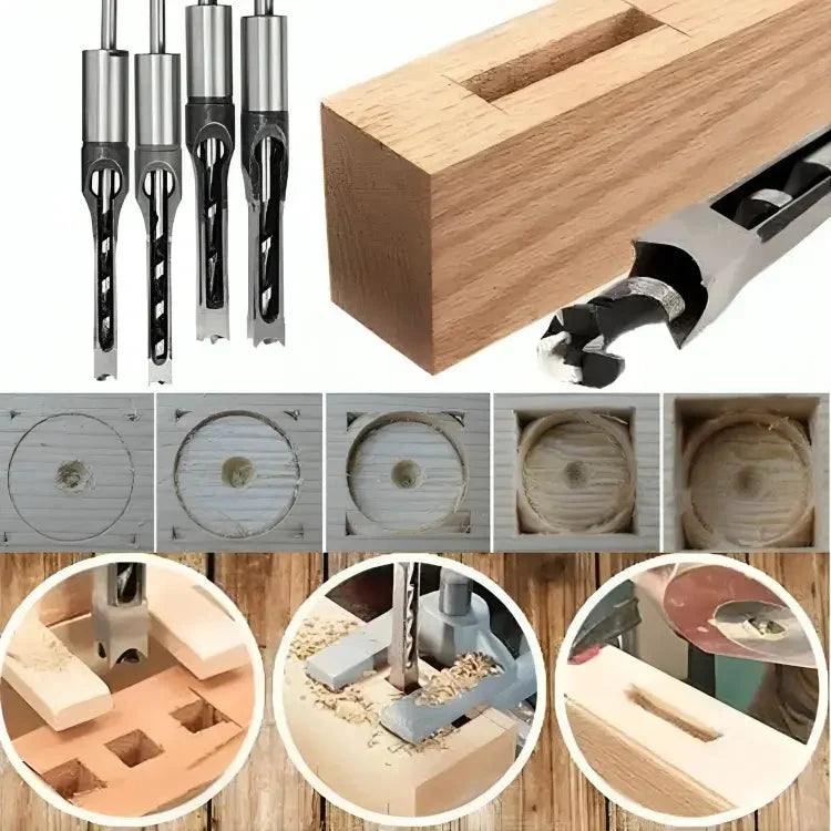 Square Tenon Drill Bit Set CNC-Milled Carbon Steel