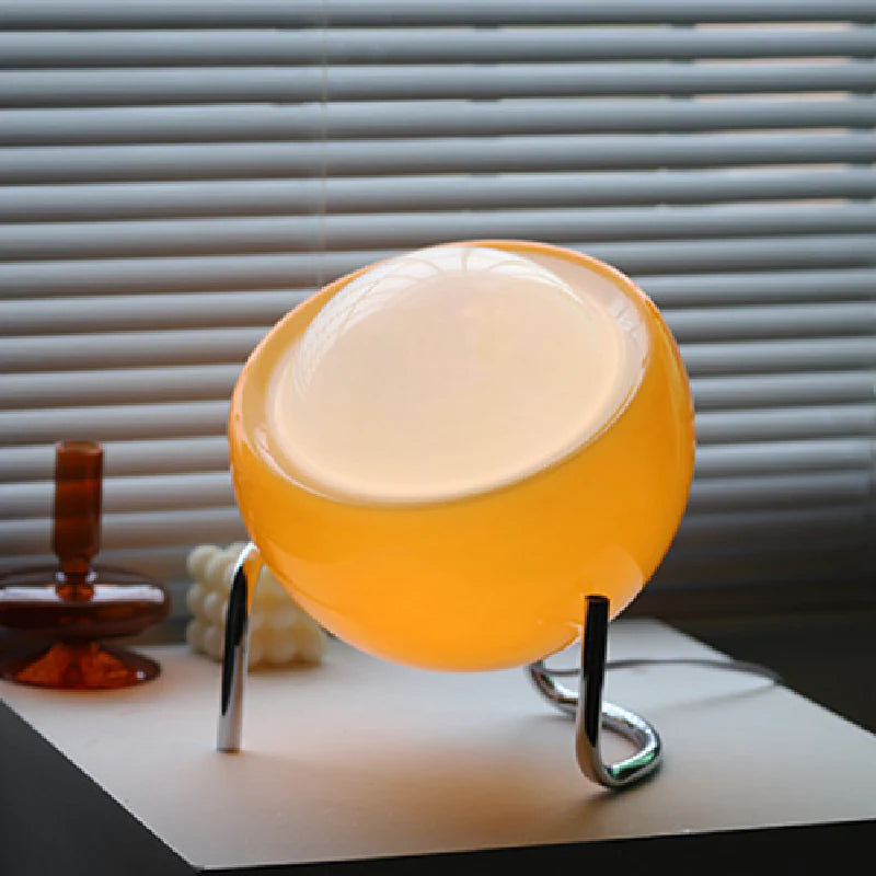 Table Lamp Frosted Glass Globe Tiltable Warm LED Included