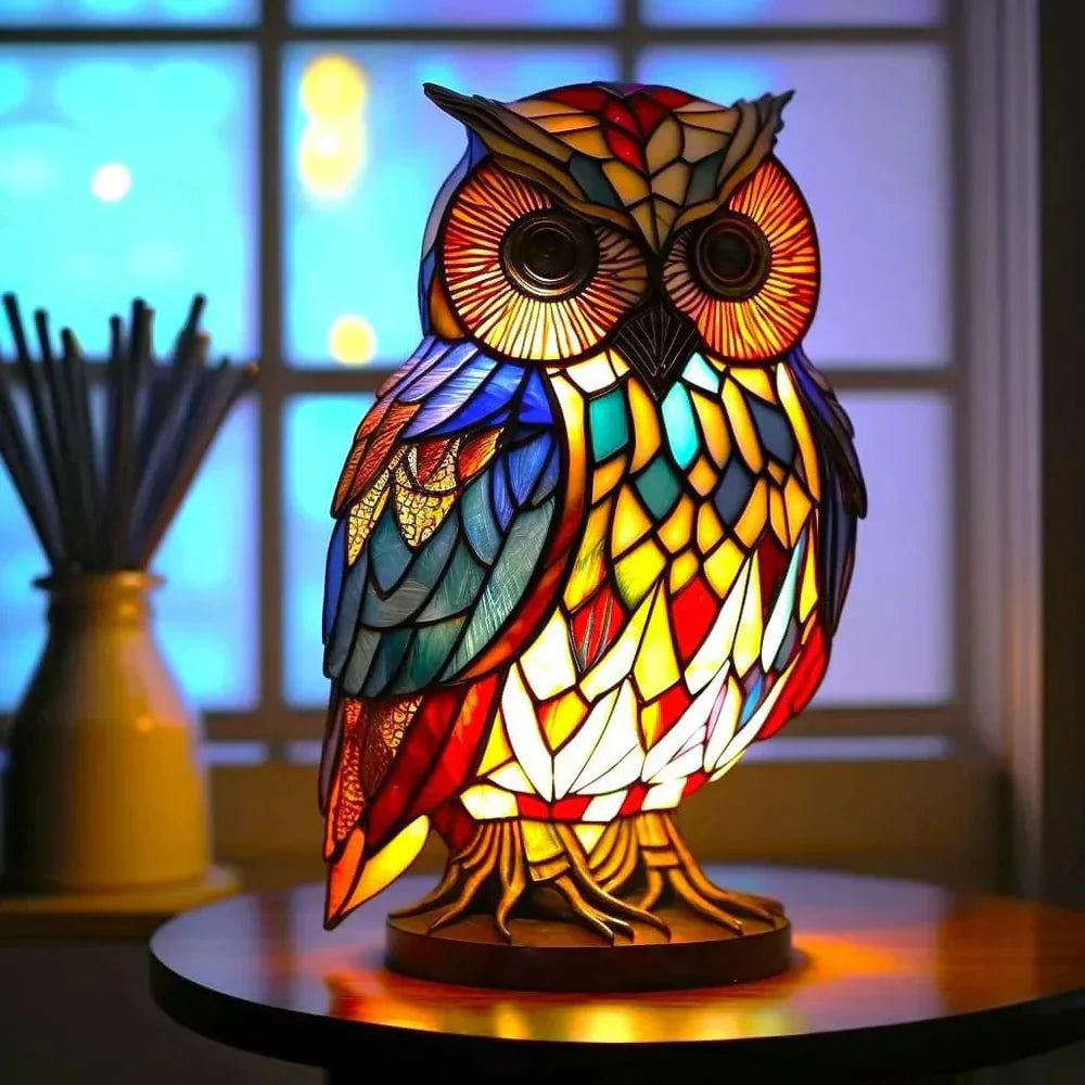 Table Lamp Handcrafted Stained Glass Metal Base 17cm