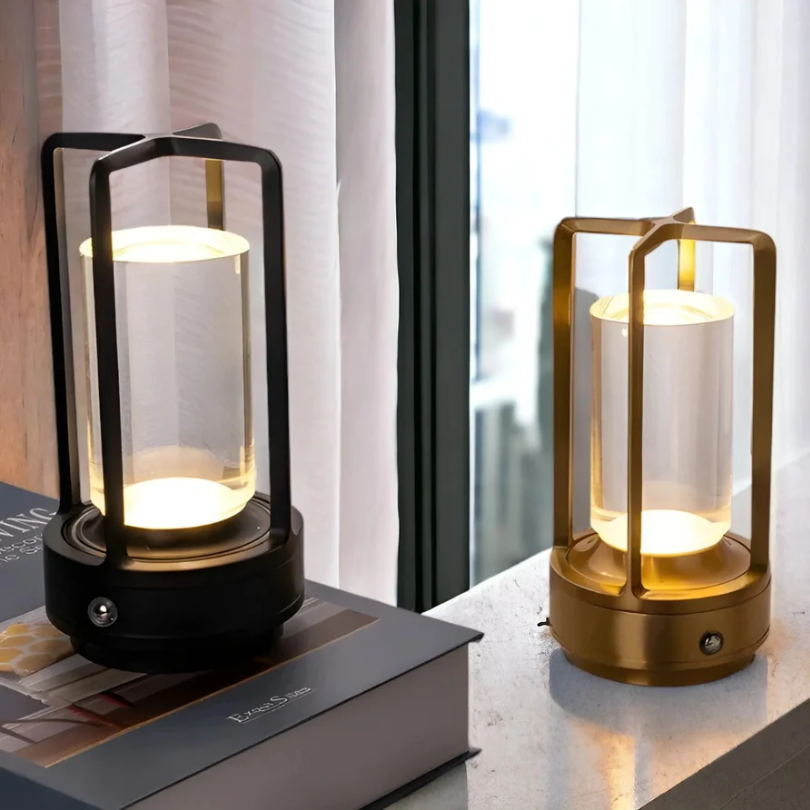 Table Lamp Rechargeable Touch Dimmer Glass Shade