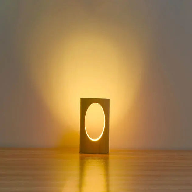Table Lamp Solid Wood USB-Powered Glare-Free Warm Glow