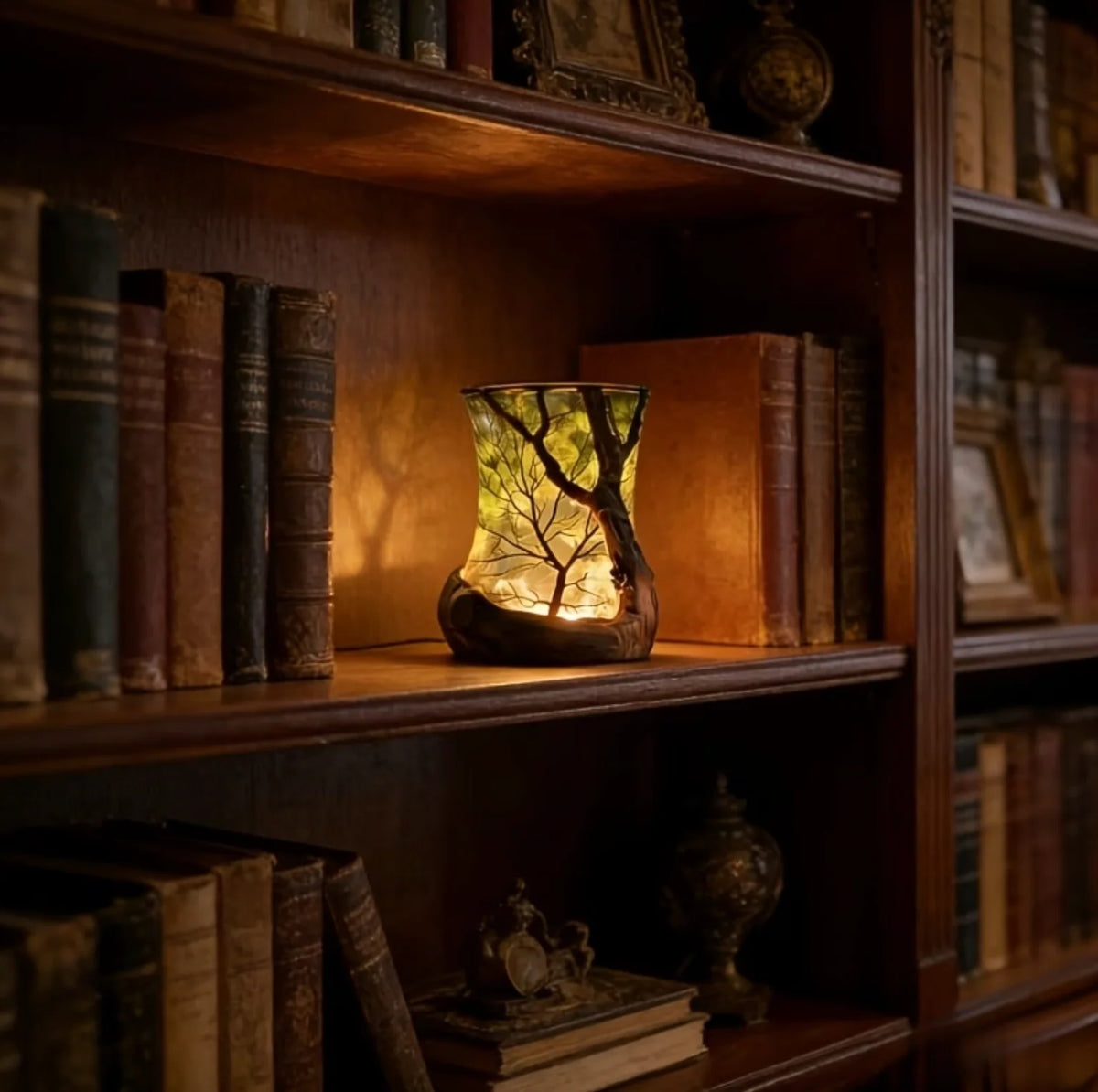 Table Lamp Tree Shadow Projection Warm White Battery Operated