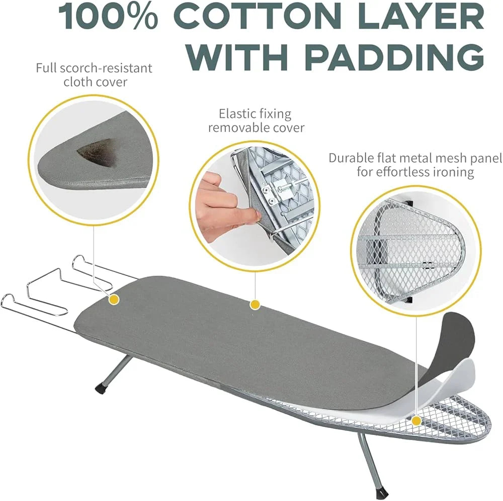 Tabletop Ironing Board Foldable Space-Saving Padded Cover & Iron Rest
