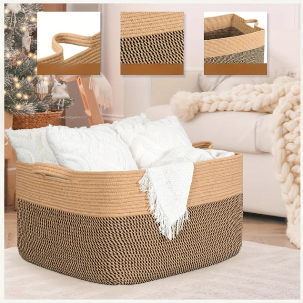 Textile Storage Basket 45L Machine Washable & Reinforced Handles