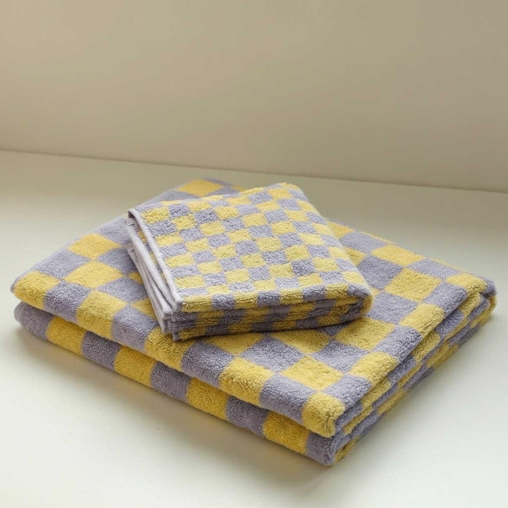 Towel Set Damask Pattern 100% Cotton Quick-Dry