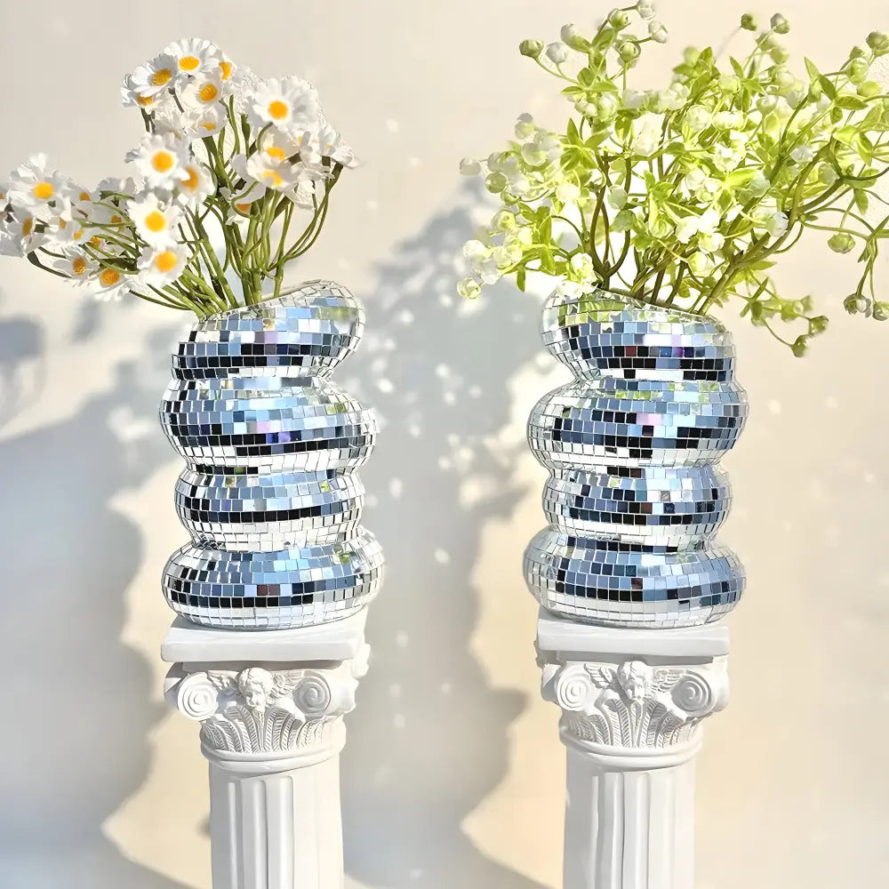 Vase Spiral Mirror Tiles Space-Saving