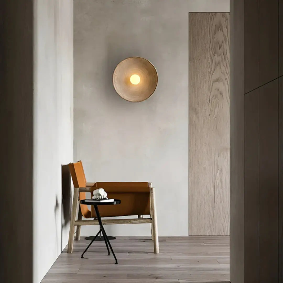 Wall Light Round Glass & Resin Selectable Light Tones