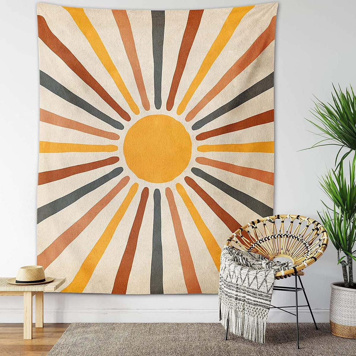 Wall Tapestry Sun Motif Cotton Blend Easy To Hang